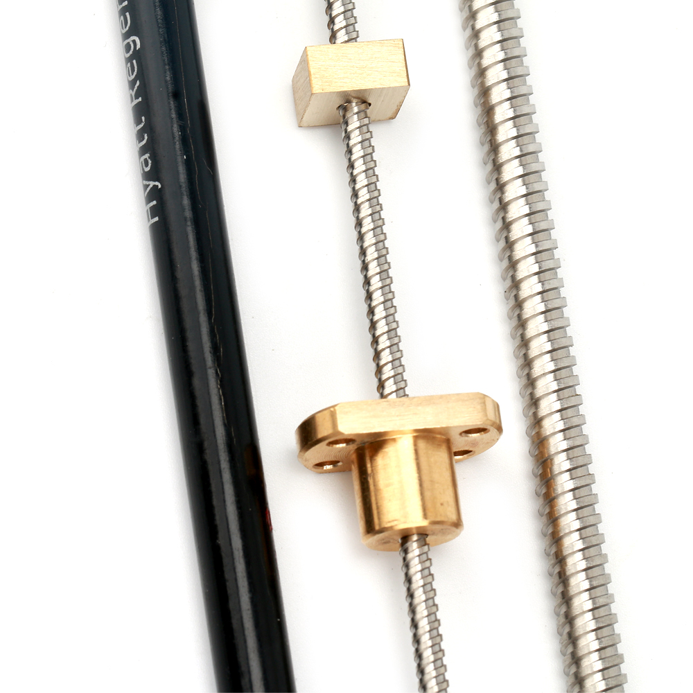 T10x2 10mm ACME trapezoidal thread rod lead screw with brass/nylon/POM nut