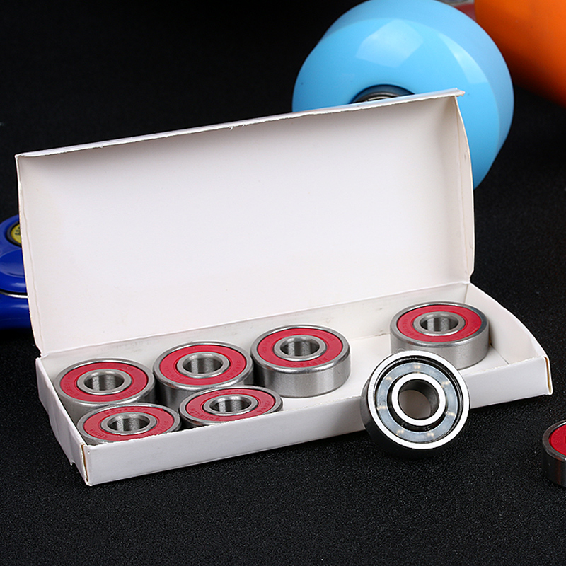 8pcs a set ABEC7 grade single red seal nylon cage skateboard size 8*22*7mm 608 ball bearing
