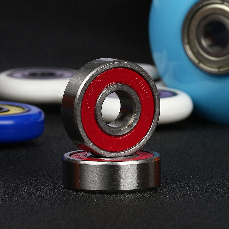 8pcs a set ABEC7 grade single red seal nylon cage skateboard size 8*22*7mm 608 ball bearing