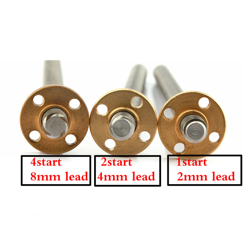3D printer Tr8 8mm Trapezoidal lead screw 1 start 2mm pitch 2mm lead