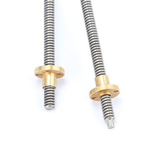 Tr8*2 Tr8x2 8mm trapezoidal thread lead screw with flange brass nut 1000mm long