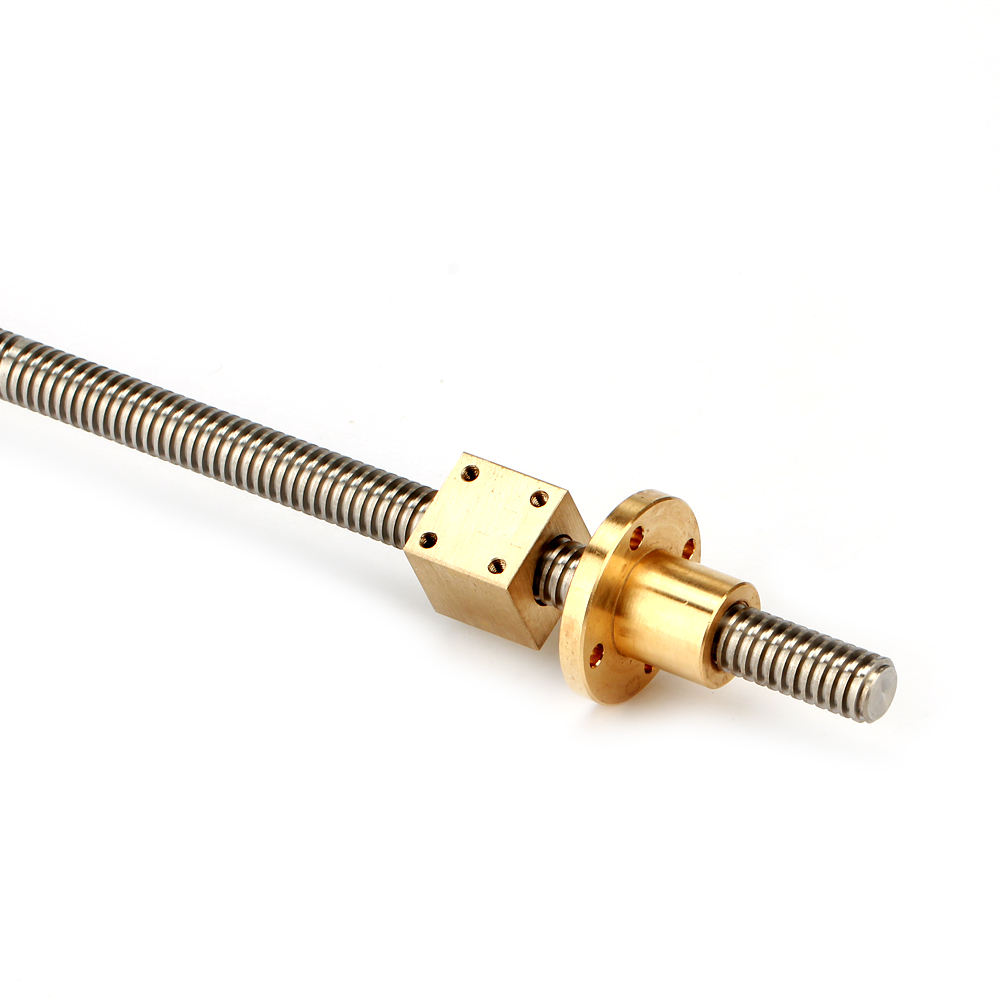 Tr10x2 Stainless Steel Trapezoidal Thread Lead Screw 2mm pitch Brass Square Nut