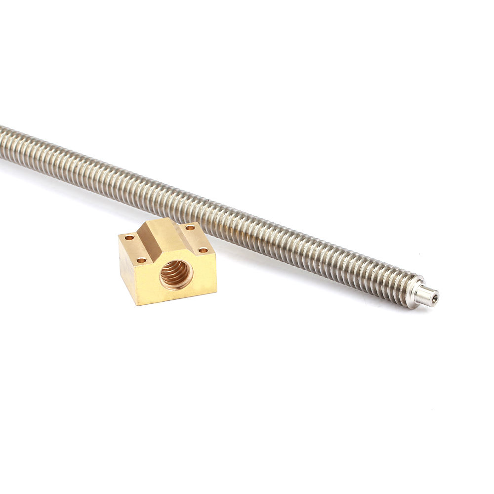 Customized stainless steel lead screw 598mm with brass T type block nut Tr20*4