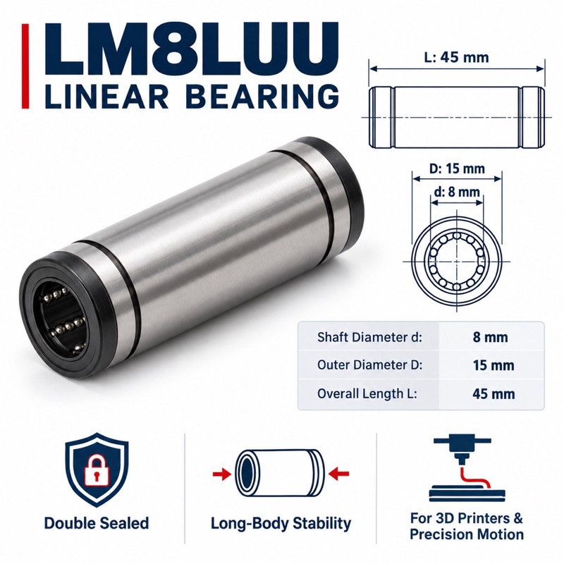 LM8LUU linear bearing dimensions features and applications