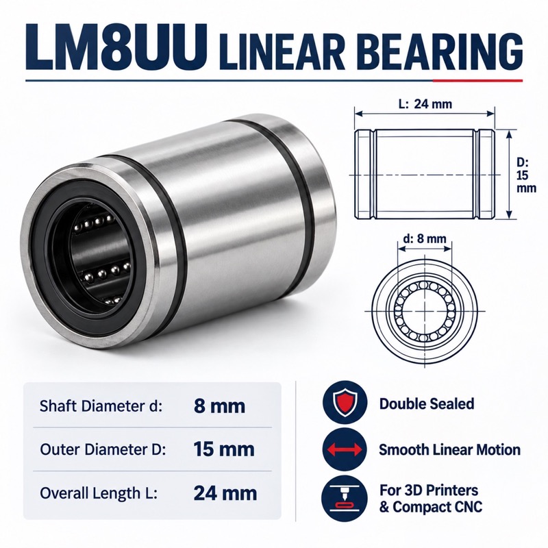 LM8UU linear bearing dimensions features and applications