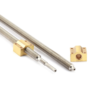 Customized stainless steel lead screw 598mm with brass T type block nut Tr20*4