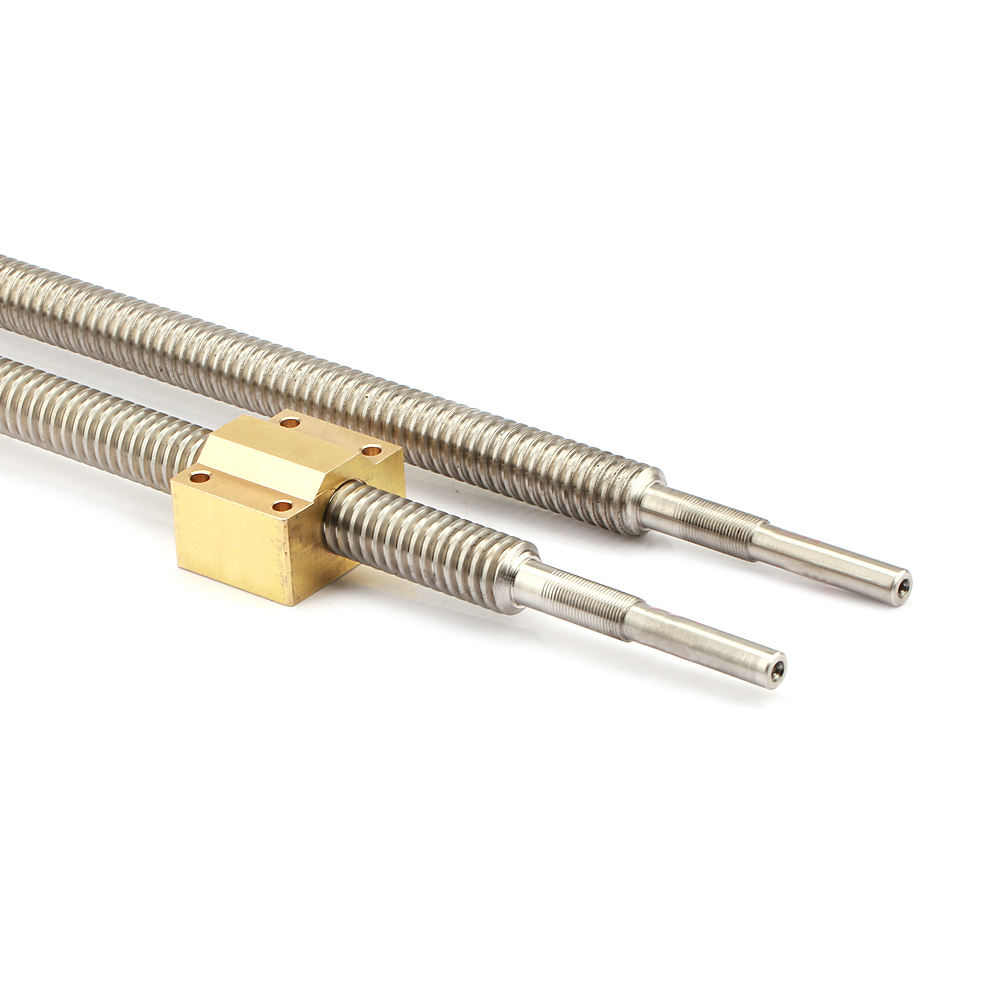 Customized stainless steel lead screw 598mm with brass T type block nut Tr20*4