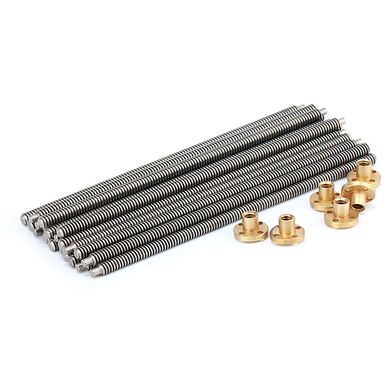 Tr8*2 Tr8x2 8mm trapezoidal thread lead screw with flange brass nut 1000mm long