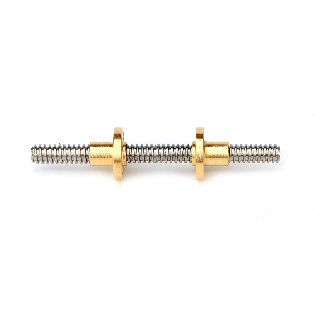 10mm diameter left and right thread Tr10*2 trapezoidal lead screw 400mm long with brass nuts