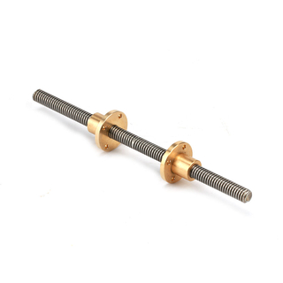 10mm diameter left and right thread Tr10*2 trapezoidal lead screw 400mm long with brass nuts