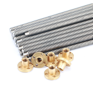 Tr16*4 trapezoidal thread lead screw 16mm diameter length 200mm with one bras nut without end machining