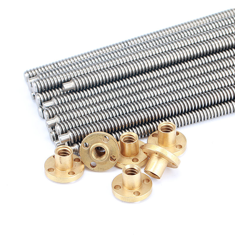 Tr16*4 trapezoidal thread lead screw 16mm diameter length 200mm with one bras nut without end machining