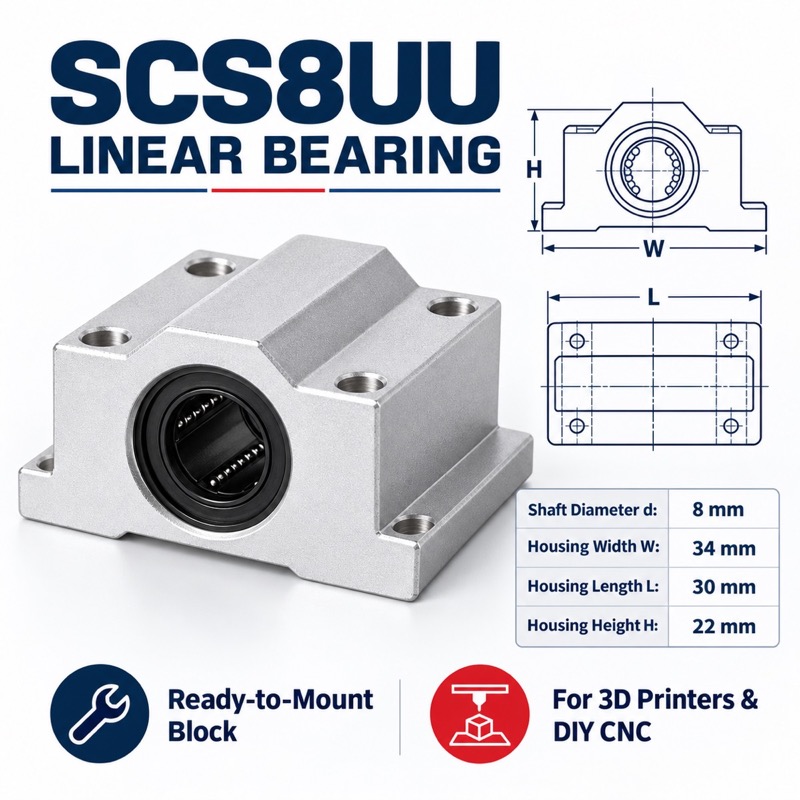 SCS8UU linear bearing dimensions features and applications