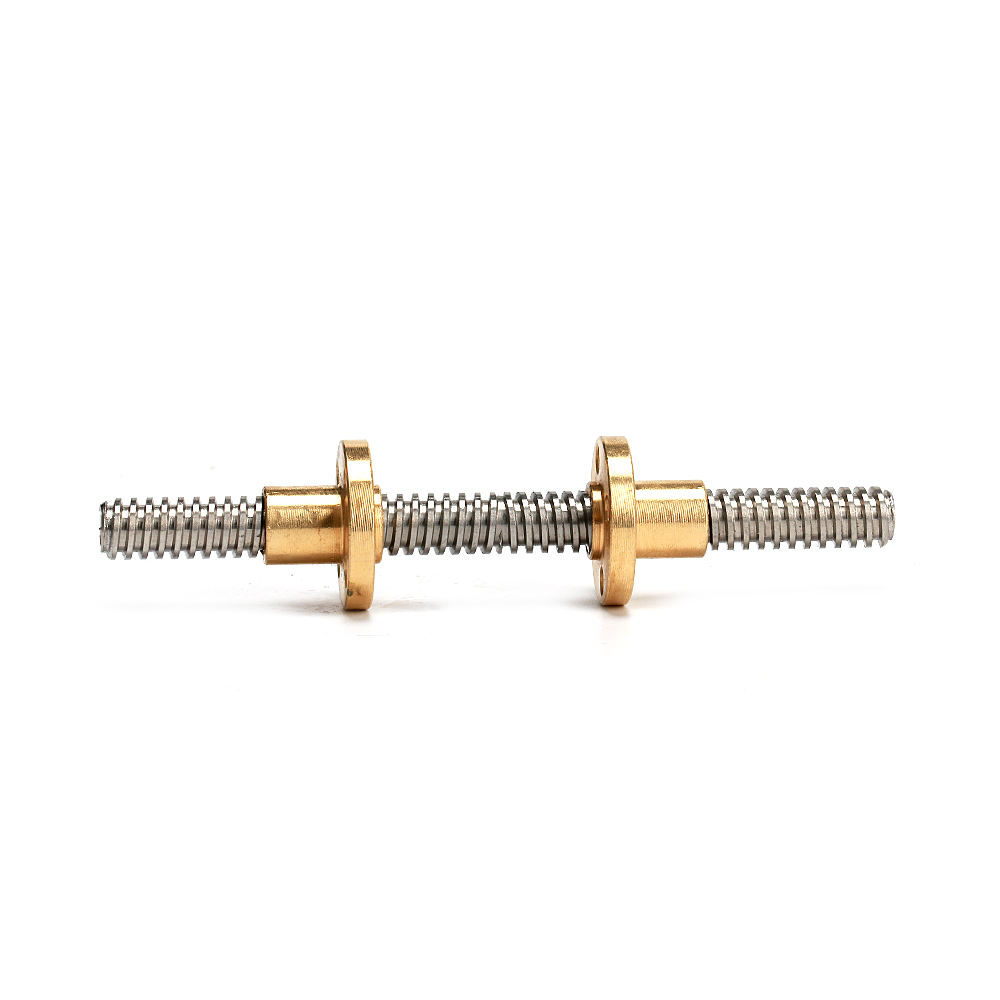 10mm diameter left and right thread Tr10*2 trapezoidal lead screw 400mm long with brass nuts
