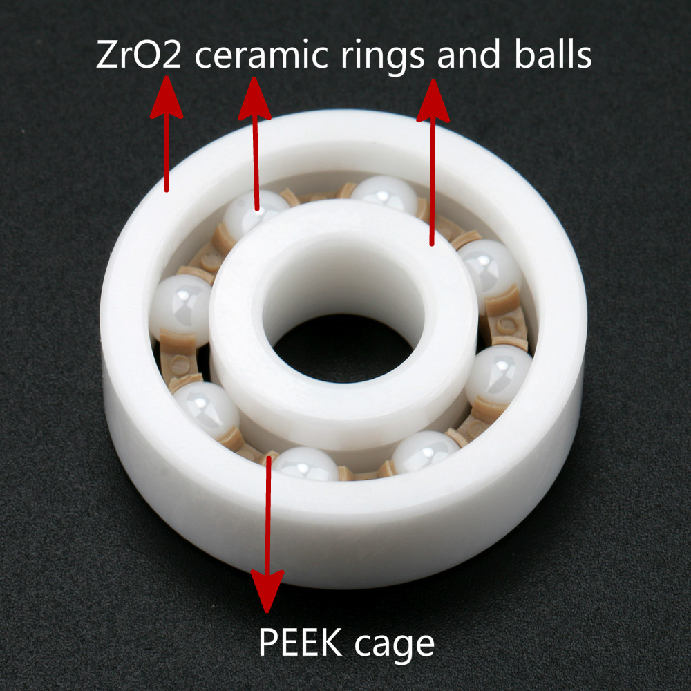 Rubber sealed 6200 Si3N4 ZrO2 ceramic ball bearing for bicycle